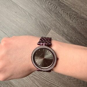 Michael Kors Purple Stainless Steel Watch with Crystal Accents